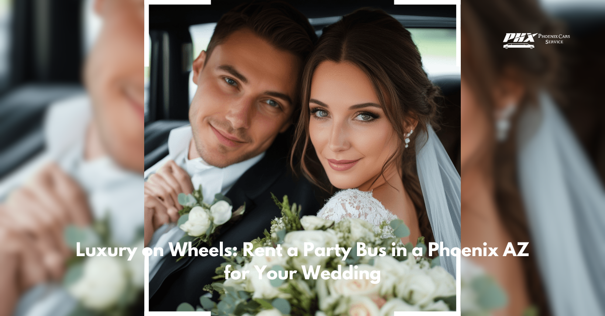 Wedding party on a luxurious Phoenix party bus