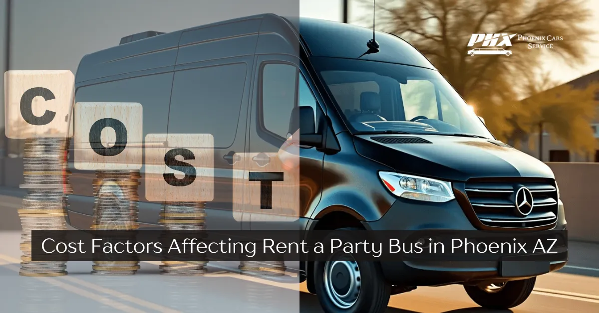 A group of people enjoying a party bus rental in Phoenix.