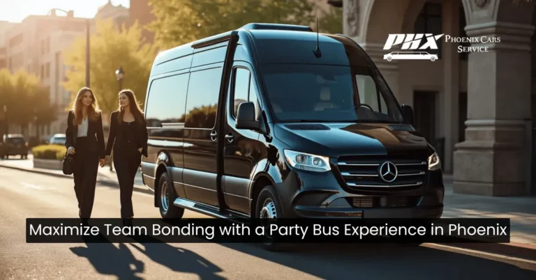 Corporate team bonding on a party bus rentals Phoenix, Arizona.